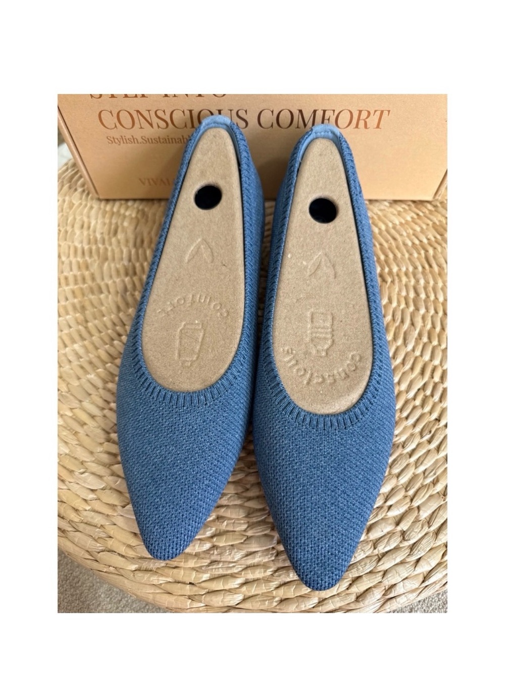 VIVAIA Pointed-Ballet Flats
Comfortable Denim Blue Shoes EU/
39 US/8